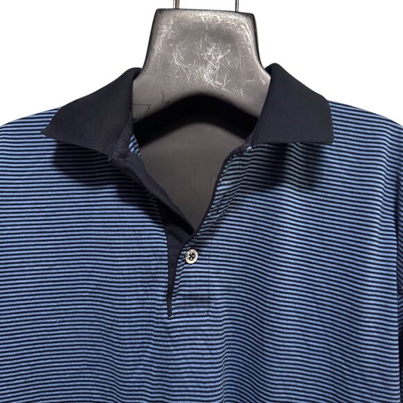 Marbas Men’s Large Polo Shirt Blue Striped Cotton Collared Casual Golf Italy - Picture 5 of 12
